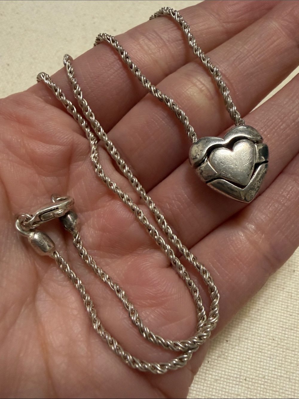 Sterling Silver 925 Heart Pendant Necklace 17’ inch chain